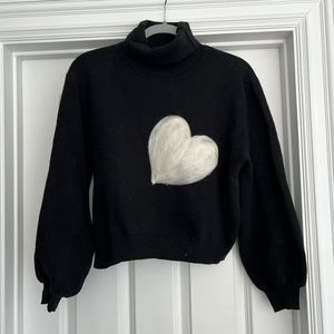 Black Sweater with Cream Colored Heart